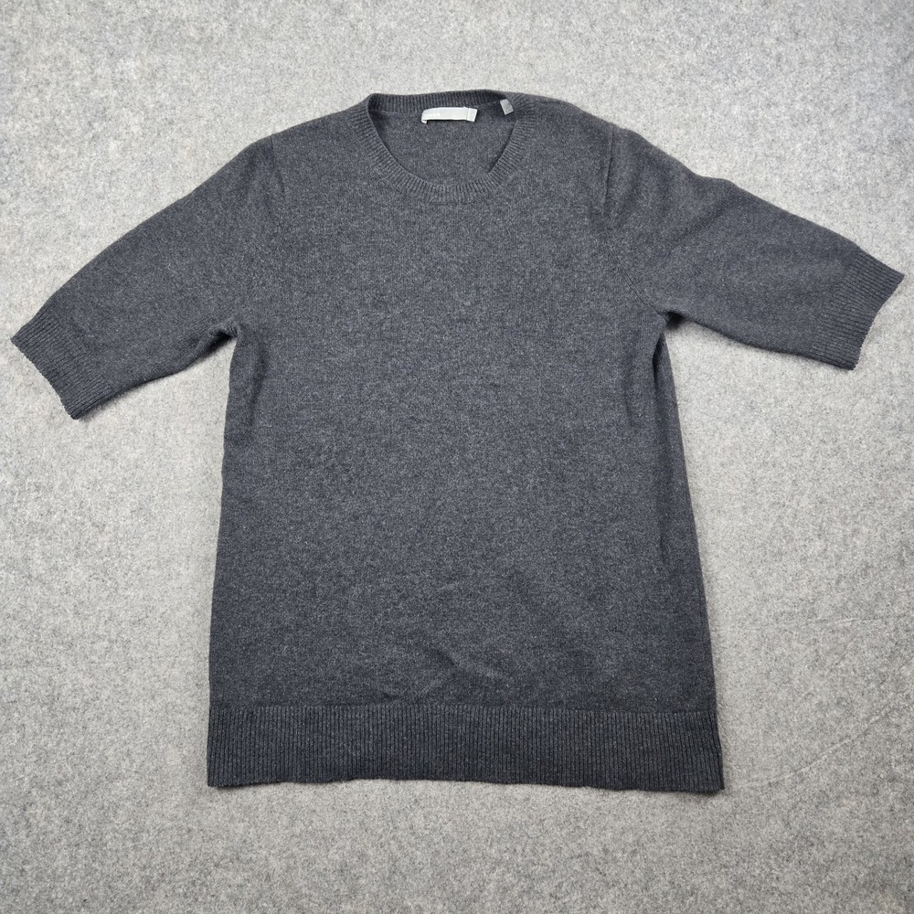 Vince Sweatshirt Womens Medium Charcoal Gray 100% Cashmere Short Sleeve